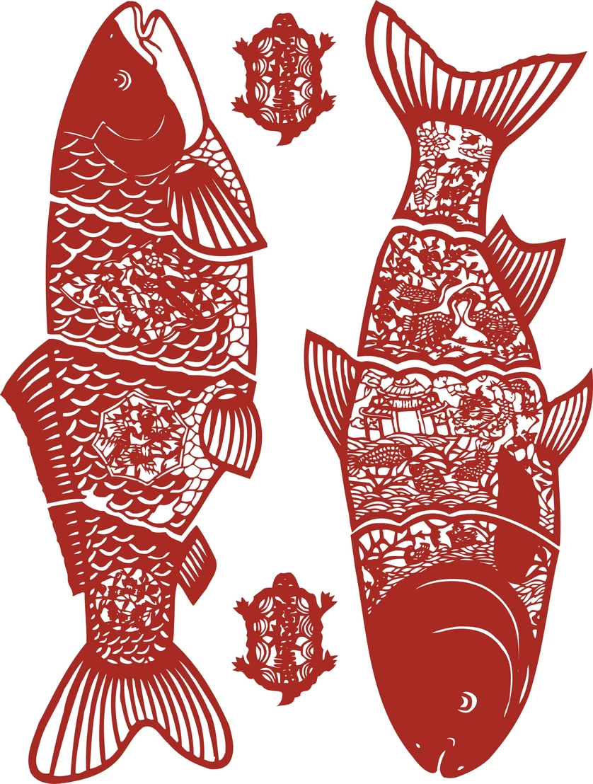 中国风中式传统喜庆民俗人物动物窗花剪纸插画边框AI矢量PNG素材【1646】